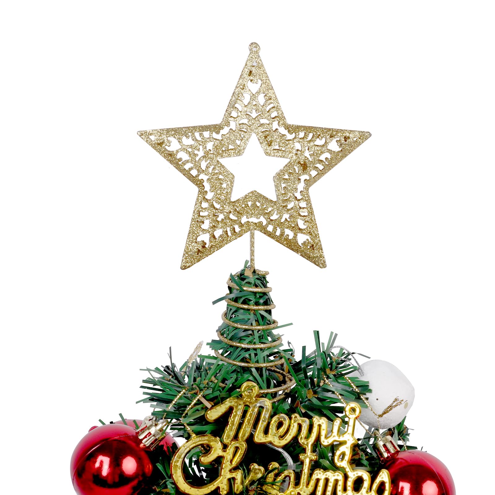Bomiclss Star Christmas Tree Topper Gold Glittered Xmas Hollow Treetop Toppers Ornaments Glitter S For Xmas Tree Festive Decs