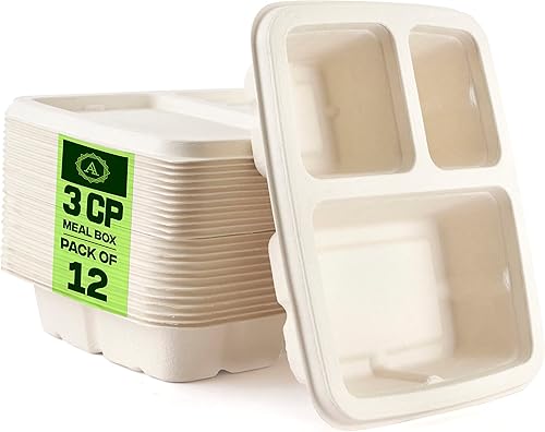Miniatura 7 de Aakriti - Bagazo natural 100% compostable, fibra de caña de azúcar, biodegradable, resistente, sin blanquear para almuerzo, cena, platos de fiesta,