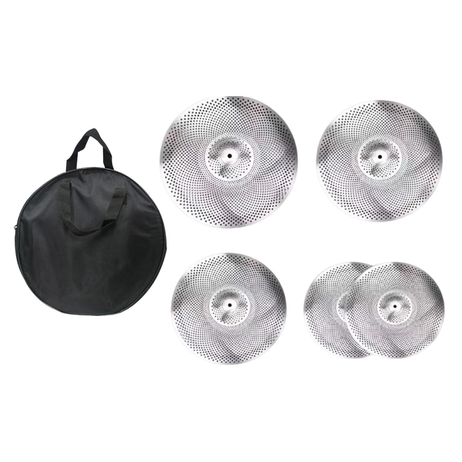 Becken 5 Stück 14 Hi Hat 16/18 Crash 20 Zoll Ride Low Volume Beckenpaket Für Schlagzeug Proberaum Anfänger(14-20in 5PCS)
