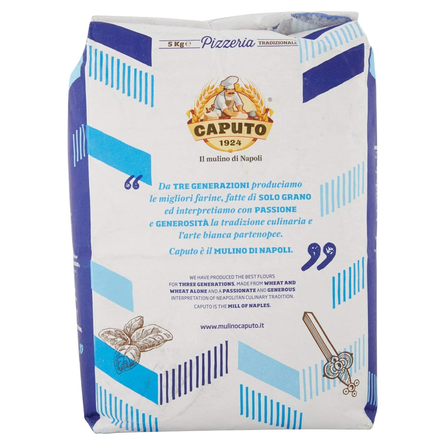 4 harinas de trigo blandas tipo OO para pizzas, 5 kg