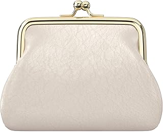 Coin Purse, Small PU Leather Change Purse, Coin Wallet with Clasp, Car Change Holder Pouch for Woman Men Kids Girls, Apricot