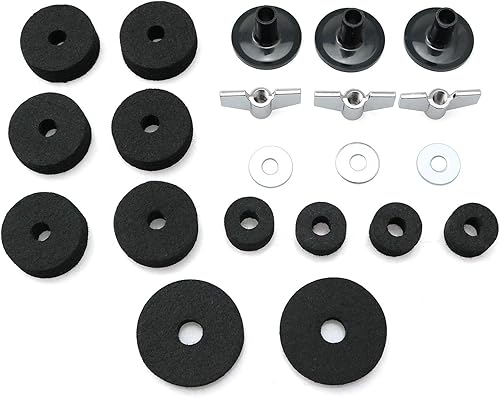 21 piezas de platillos accesorios de repuesto para platillos de fieltro Hi-Hat Clutch Felt Hi Hat Cup Felt Platillos Mangas con Base Tuercas y