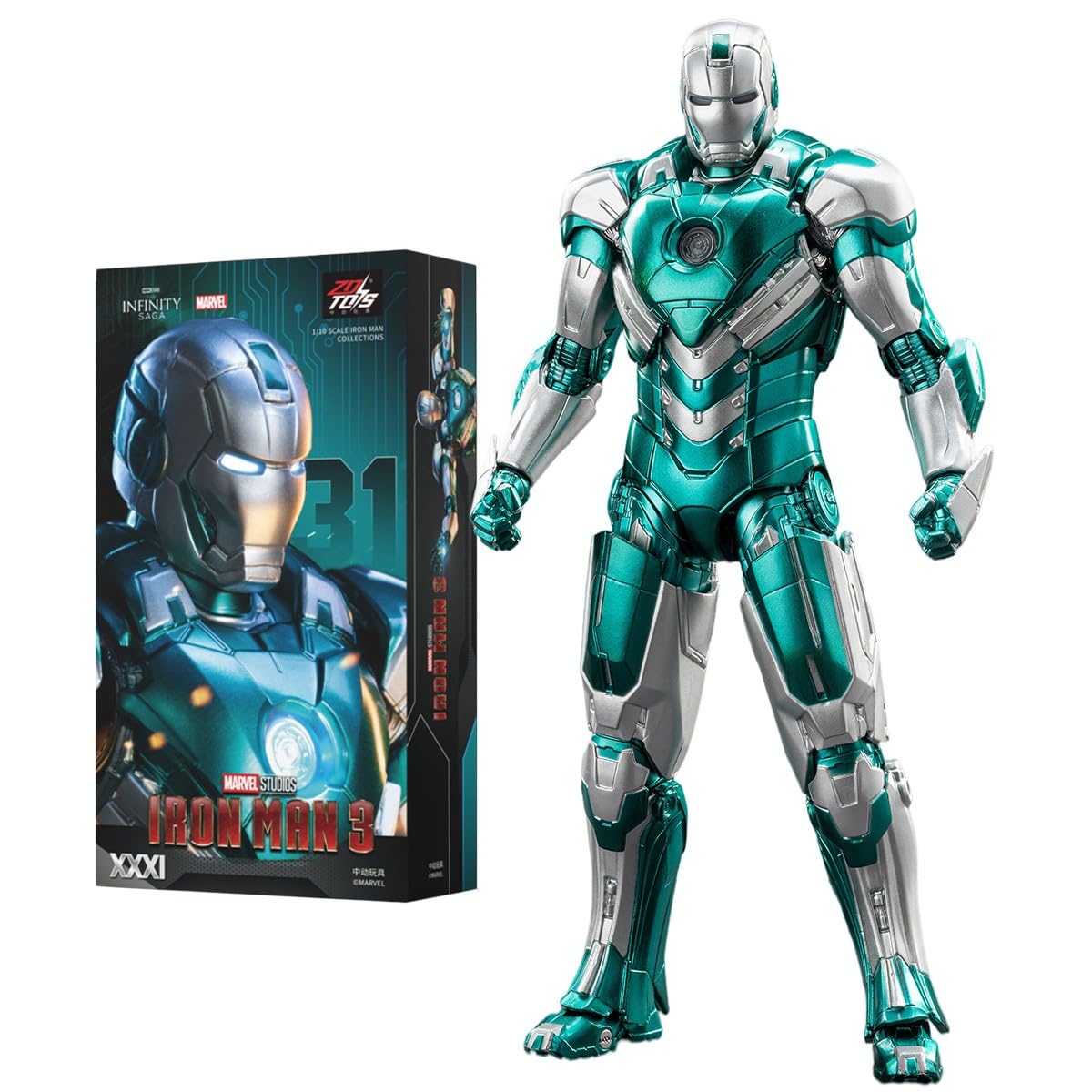 ZD Toys 1/10th Scale 7 in Iron Man Mark XXXI MK31 Piston Collector