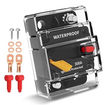 300 Amp Circuit Breaker with Manual Reset, Waterproof DC 12V-48V Breaker for Heavy-Duty Winch, Inverter, Truck, Boat, 300A 12V Circuit Breaker Battery Disconnect Switch