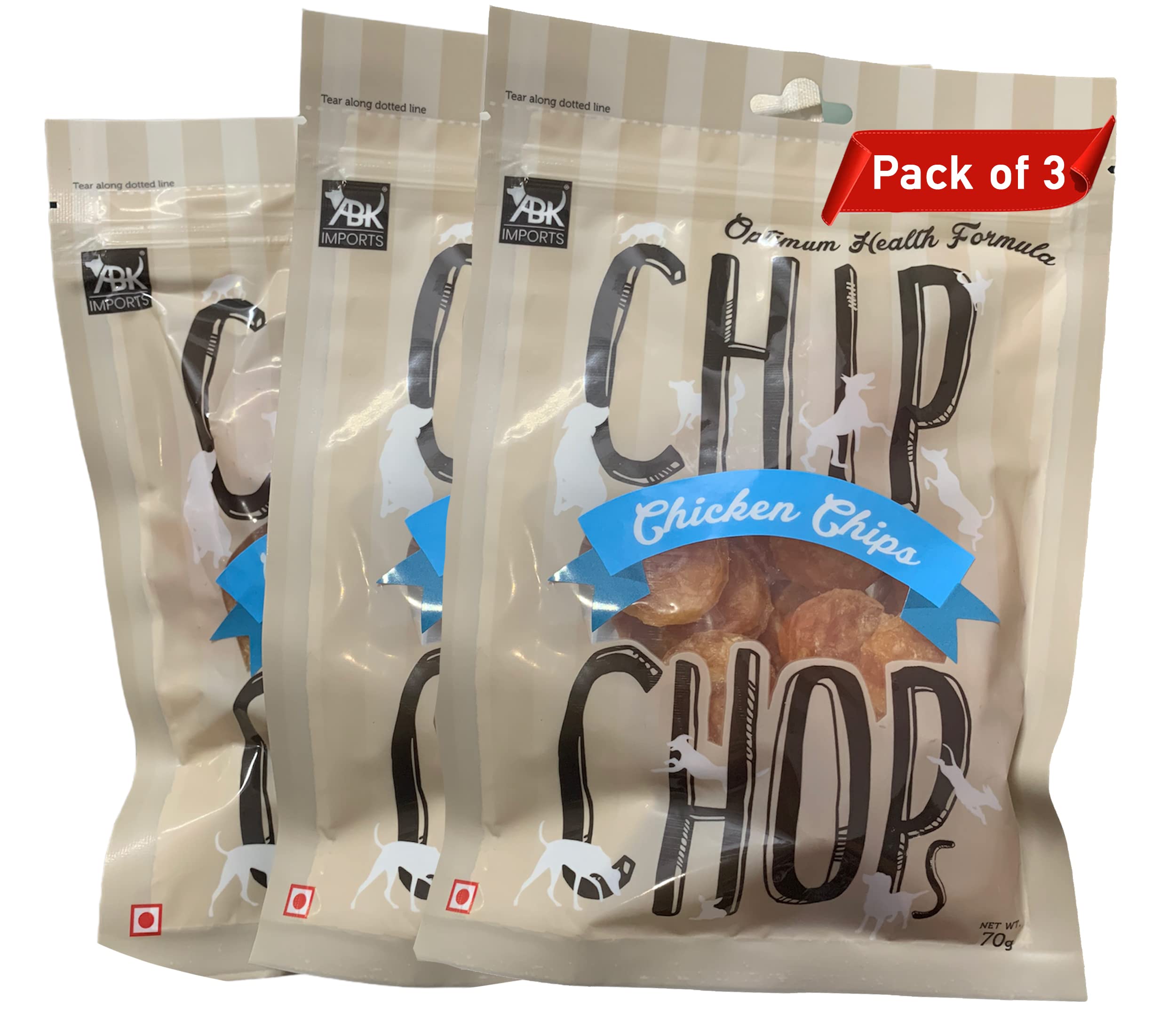 Chip Chops Chicken Chips Dog Treats by For The Fur Kids (Pack of 3)