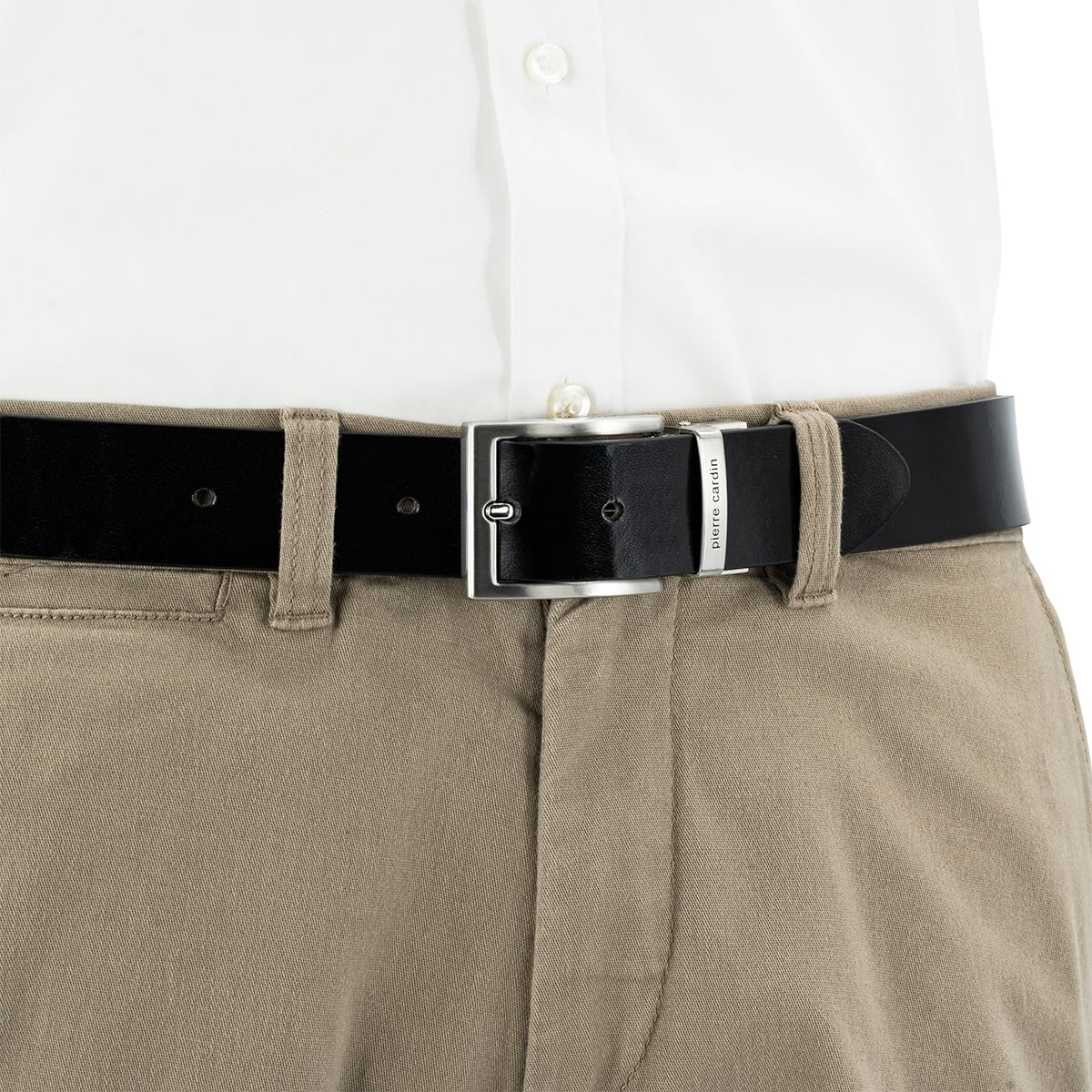 Pierre Cardin Wende-Gürtel Herren Rindleder schwarz-braun