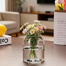 Quality Clear Glass Cylinder Small Vases for Centerpiece Table Home Indoor Desk Decor,Ins Modern Boho Style Vase for Wedding Housewarming Gift,Event Floral Containers,Home Decor, Size 4" W x 4" H