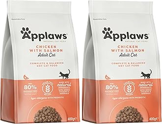 Applaws Complete and Grain Free Adult Dry Cat Food, Chicken with Salmon 1 x 400g Bag (Pack of 2)