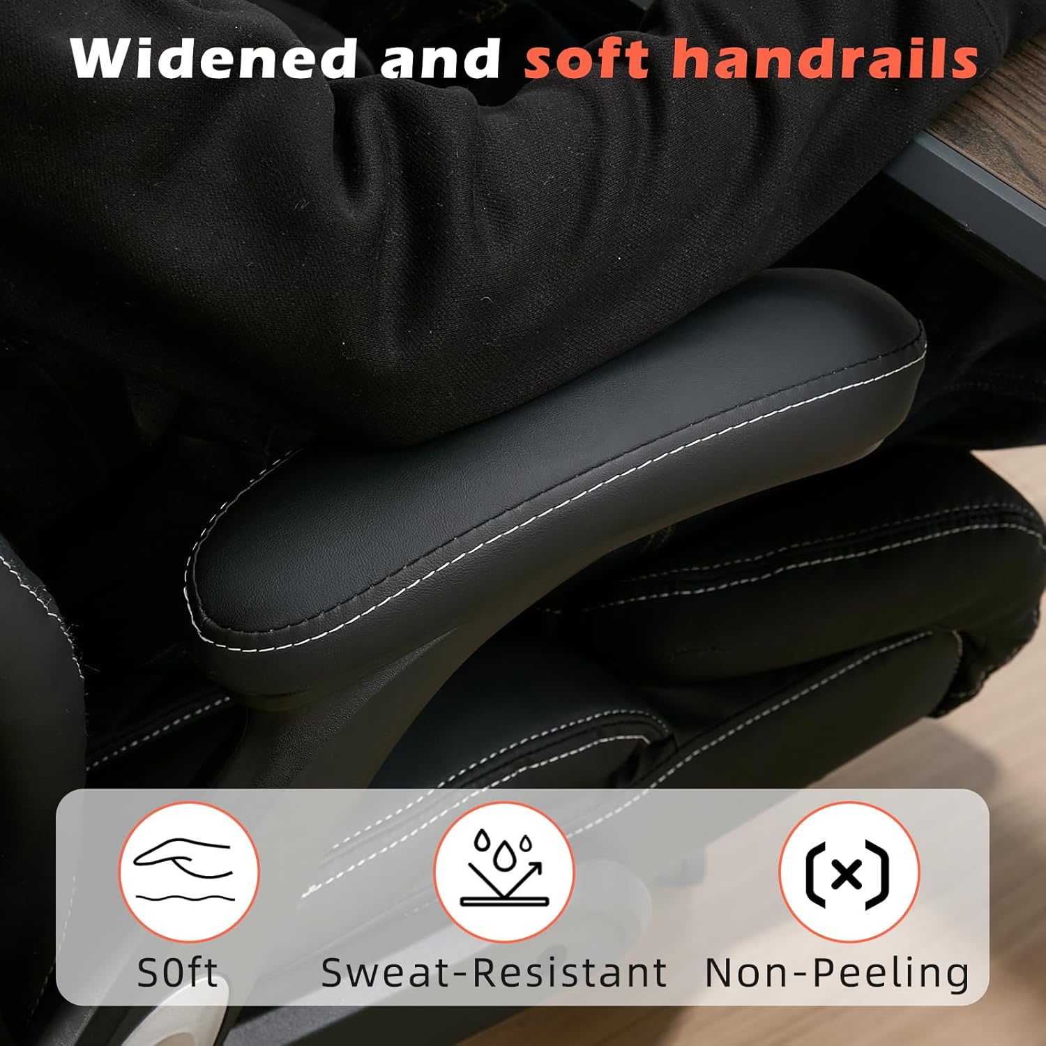 700lbs Big and Tall Office Chair - Heavy Duty Executive Desk Chair with Inflatable Lumbar Support, Extra Wide Padded Seat, Flip-up Arms, Metal Base & Quiet Rubber Wheels, High Back Ergonomic Chair