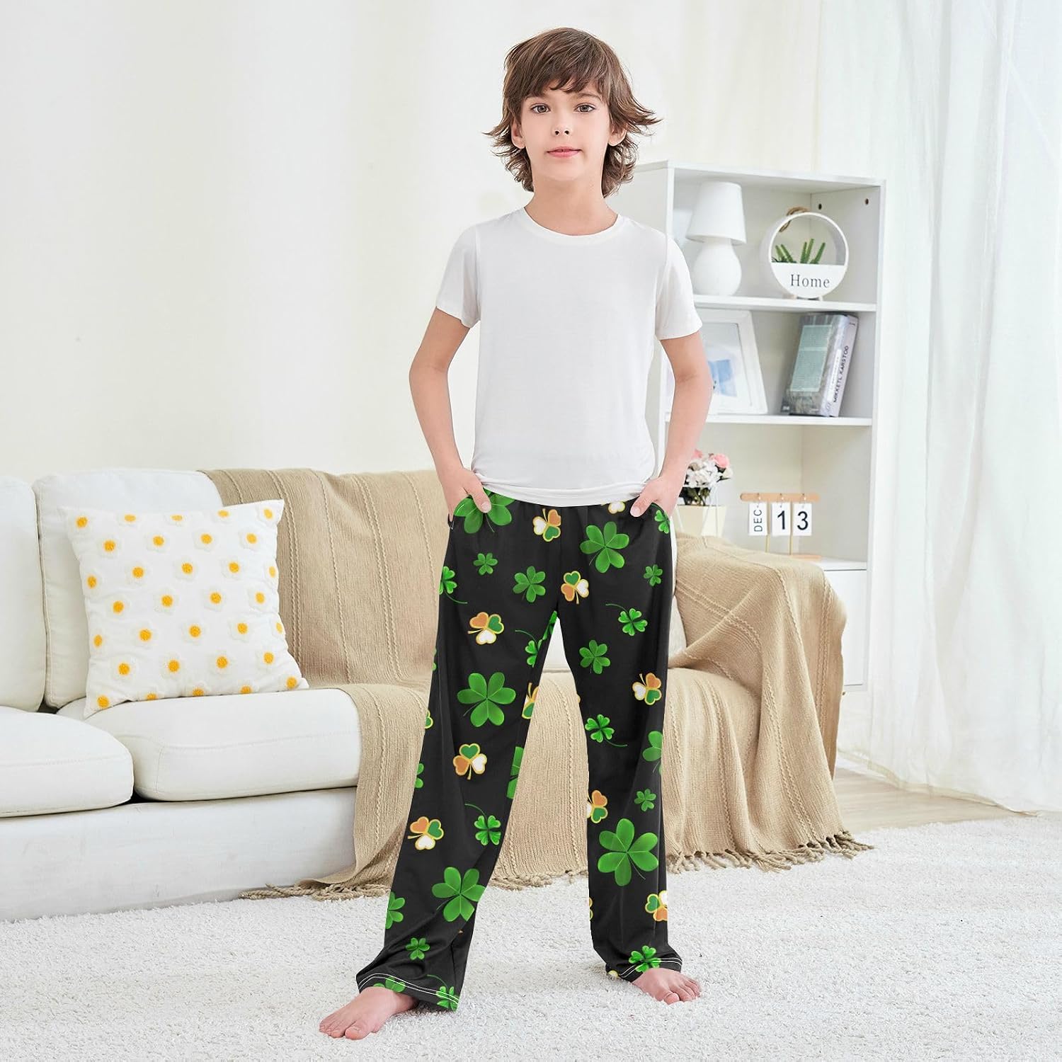 Pajama Pants Long Sleep Pant Elastic Waist Pajama Bottoms with Pockets