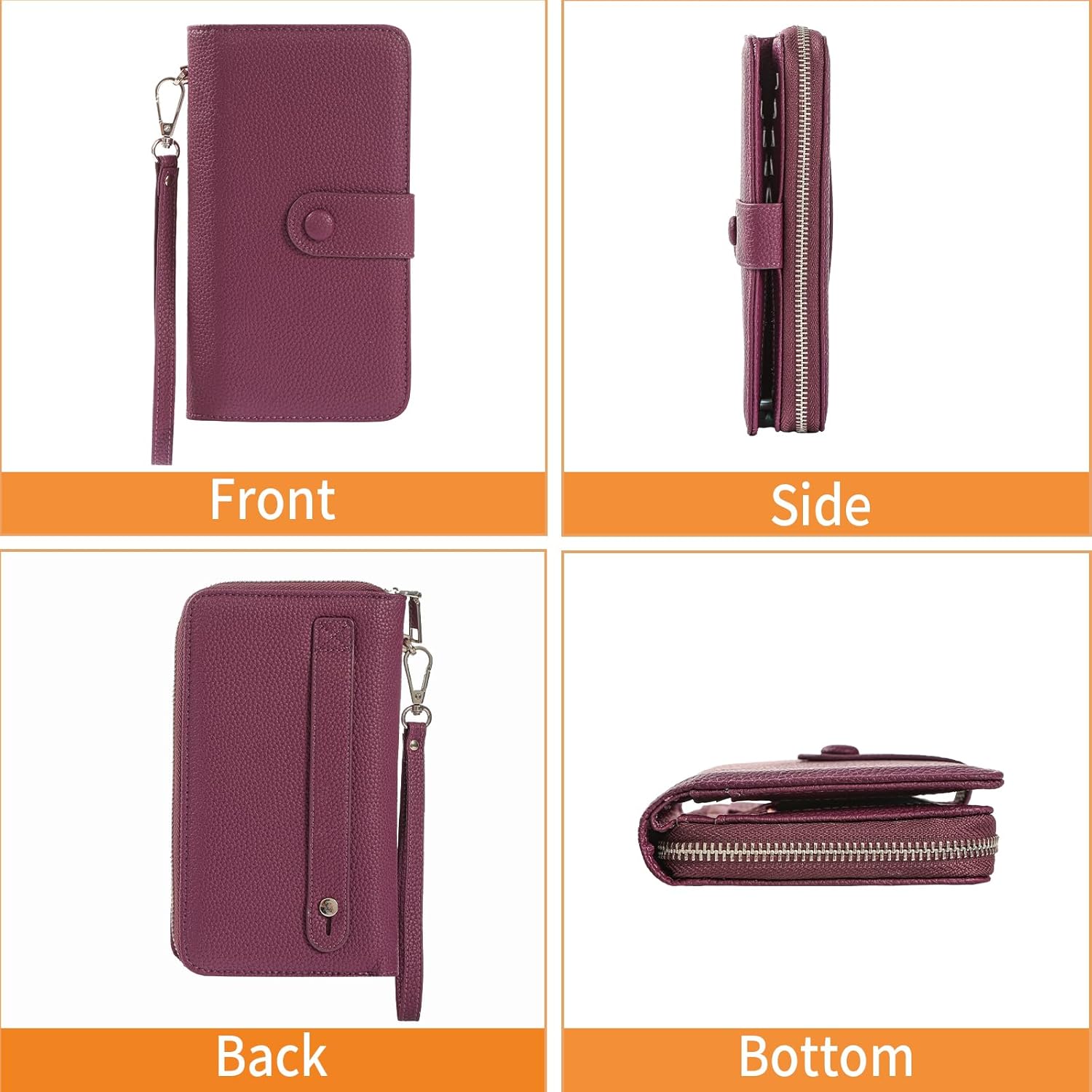 Wristlet Wallets for Women RFID Blocking, Large Capacity Long Wallet Women Leather Credit Card Holder - Image 6