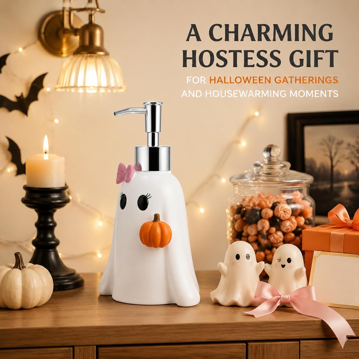 Halloween Soap Dispenser,Cute Ghost,Pumpkin Decoration