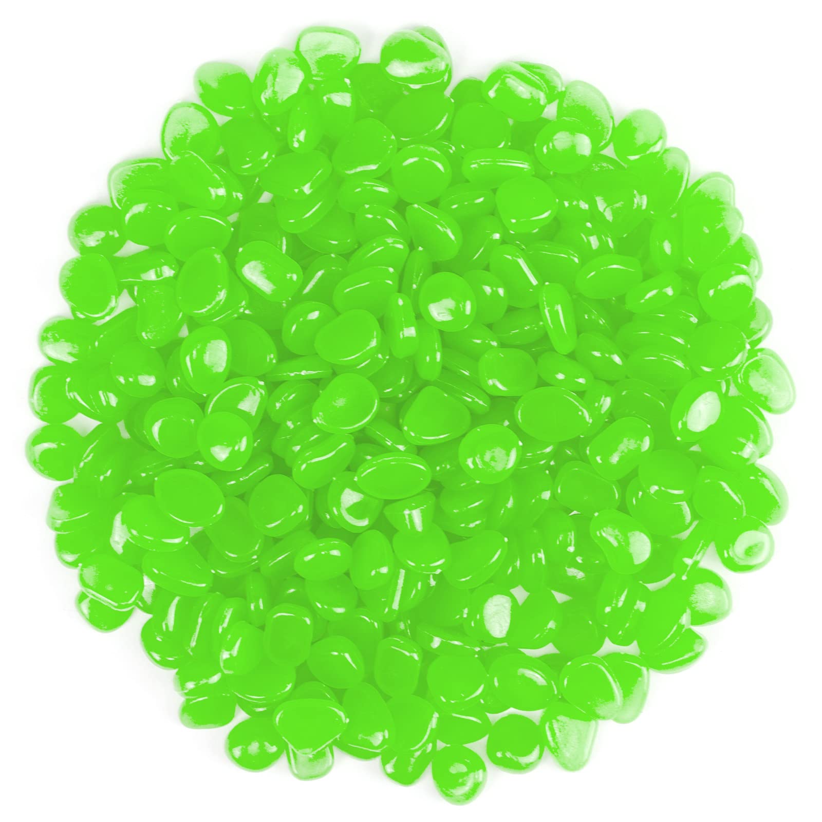 HMIEPRS 1000PCS Green Long Term Glowing Decorative Stone, Glow in The Dark Rocks Light Perfect Indoor Outdoor Decor Fit for Garden Sidewalk Fish Tank