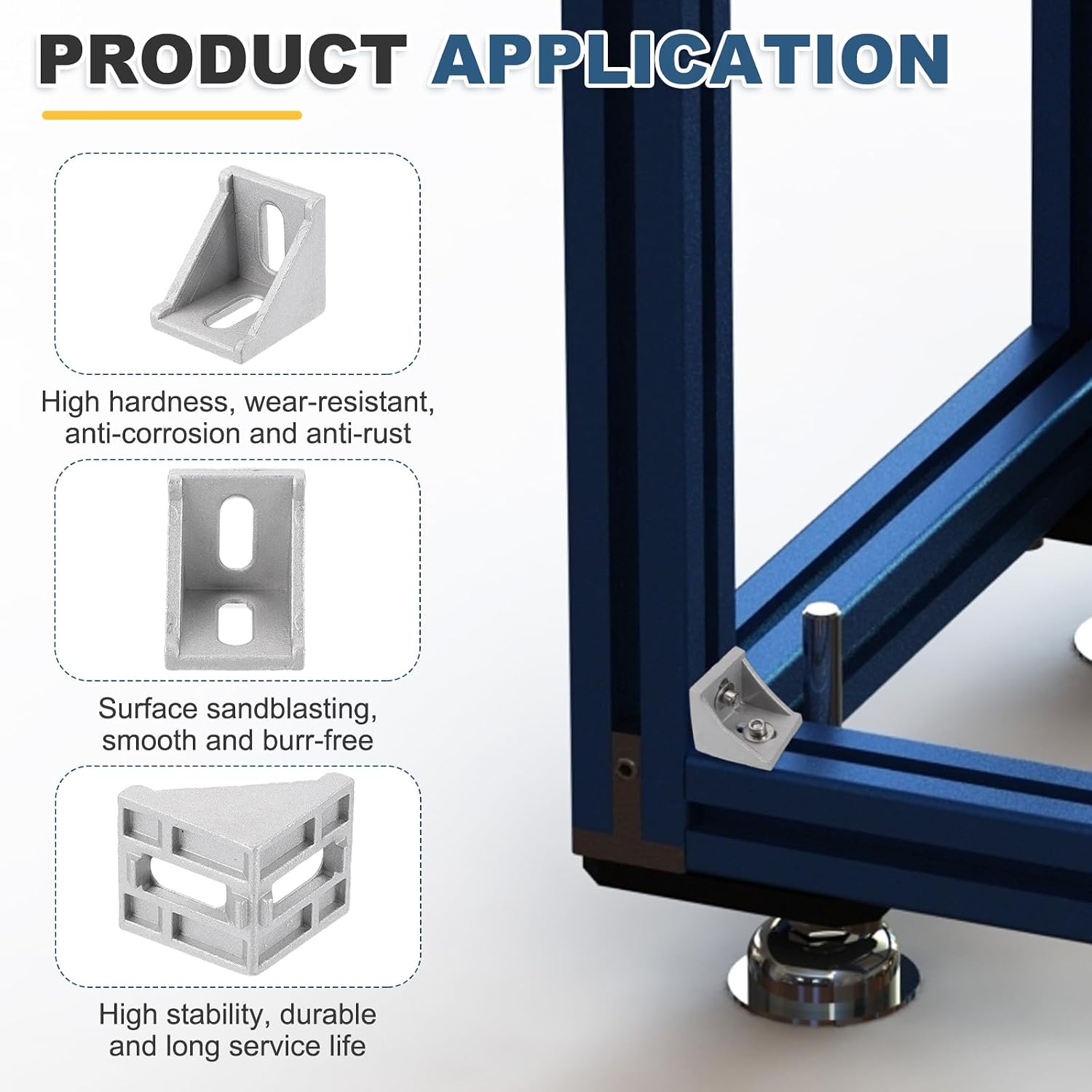 MECCANIXITY 8 Pcs 4040A Series Aluminum Extrusion Profile Connector, Corner Brackets Extruded Hardware with 16pcs M8 Marble nut and M8x16 Hexagon Socket Screw and M8x16 Flat Gasket