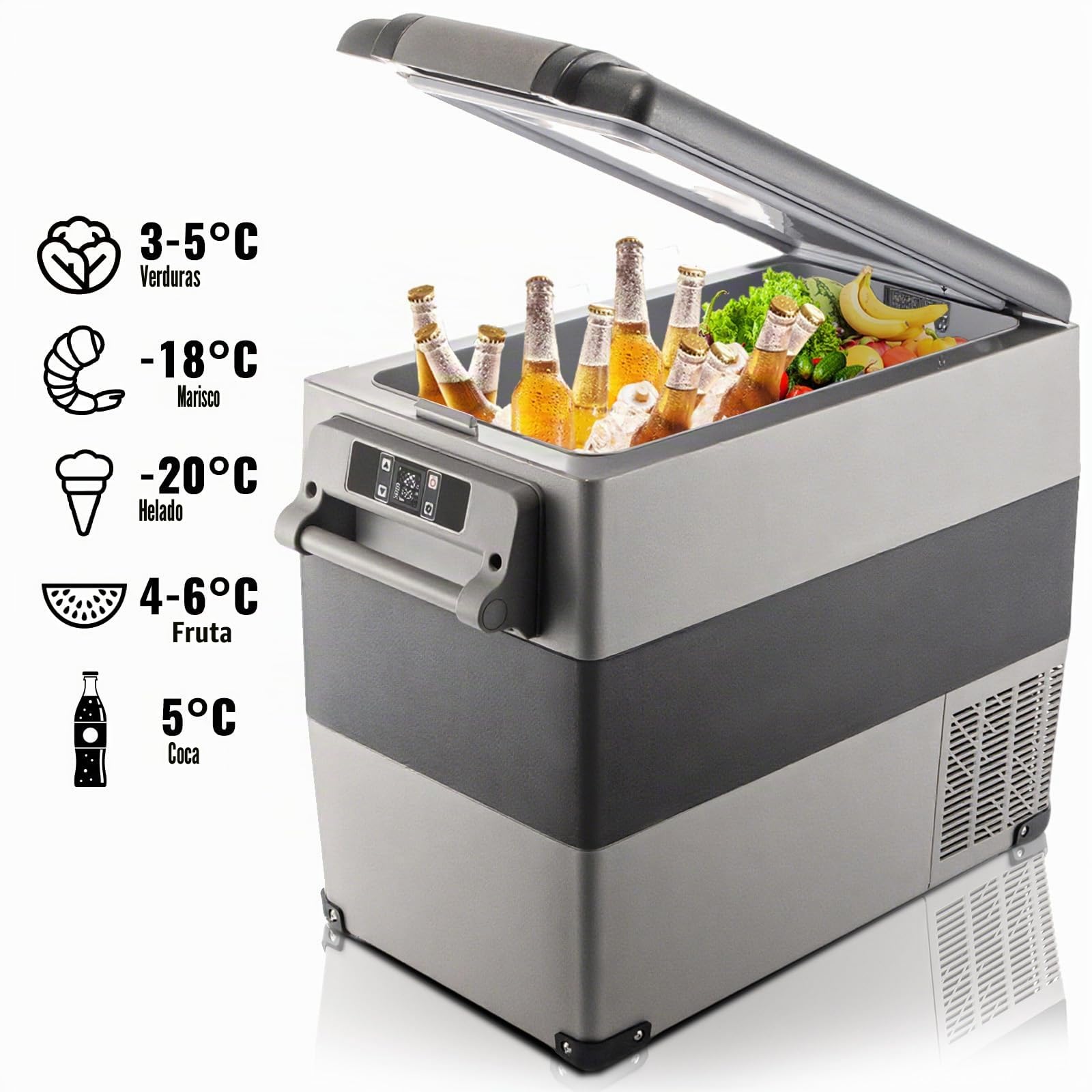 VEVOR Refrigerador para Coche 55 L Mini Caja del Congelador Caja Fresca Mini Frigorífico Coche Mini Nevera -20 a 20 ℃ para Camping Caravanas Picnics Festivales