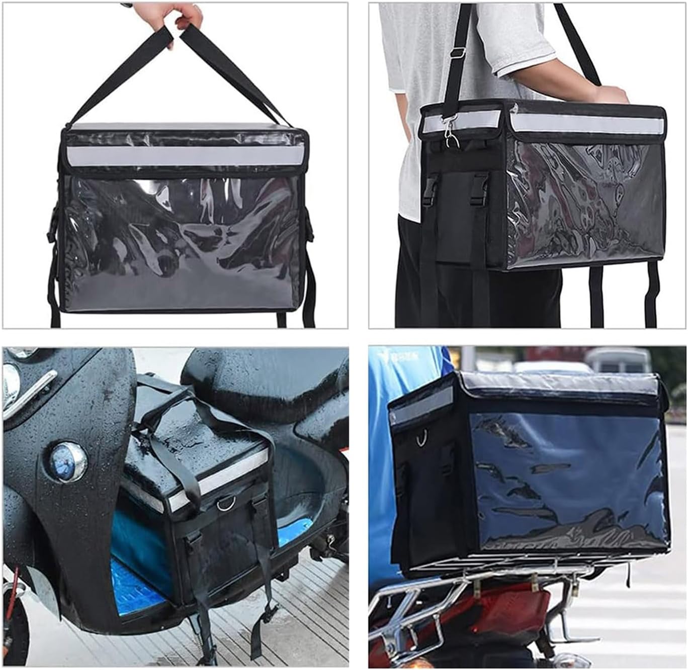 Storage Bag Container Insulated Bags For Food Delivery Bag Divider Waterproof Grocery Cooler Catering Bag Food Deliveries Black 62L(19.7x15x15 inch)