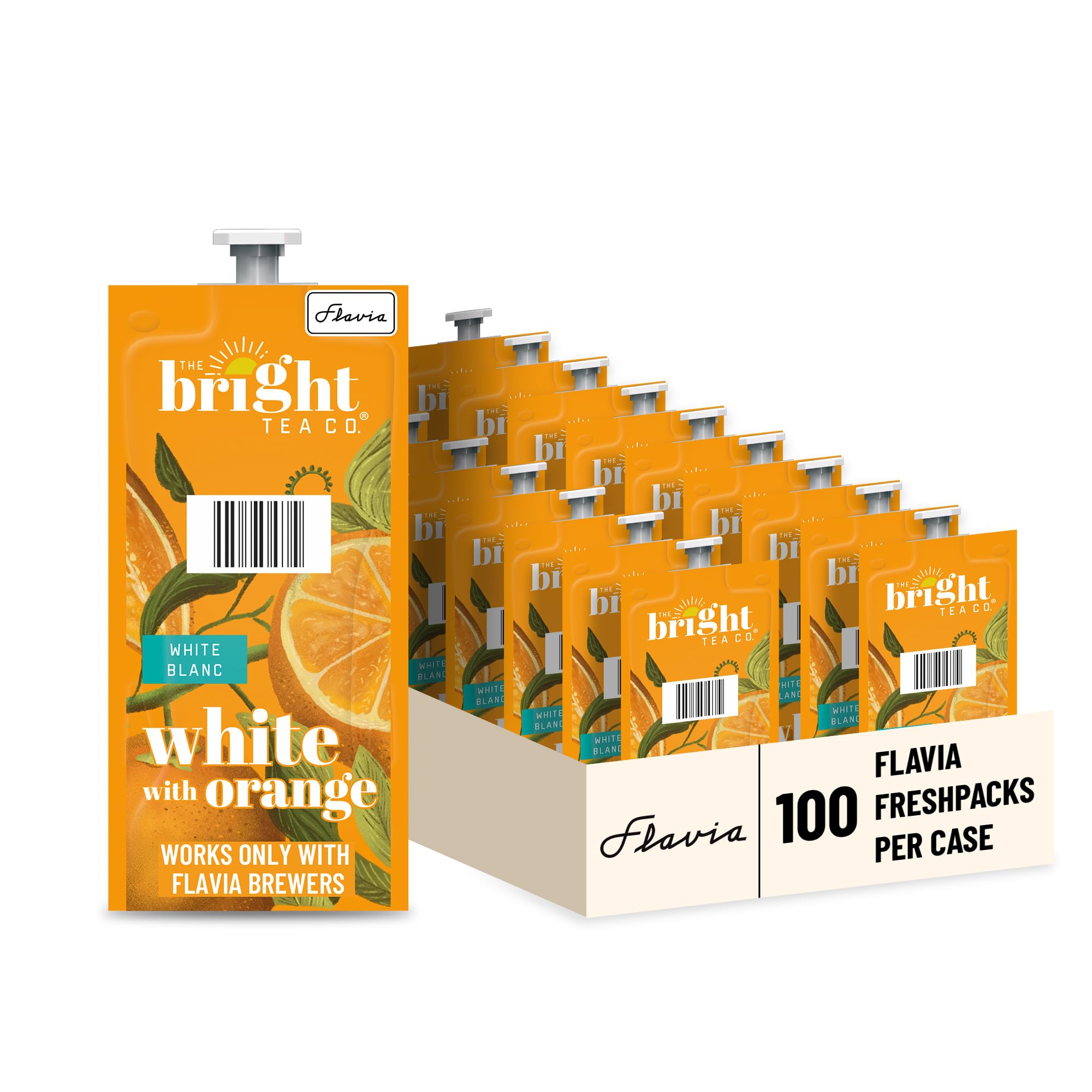 - Bright Tea Co. White Tea with Orange Freshpacks works only with Flavia Brewers (Case of 100)