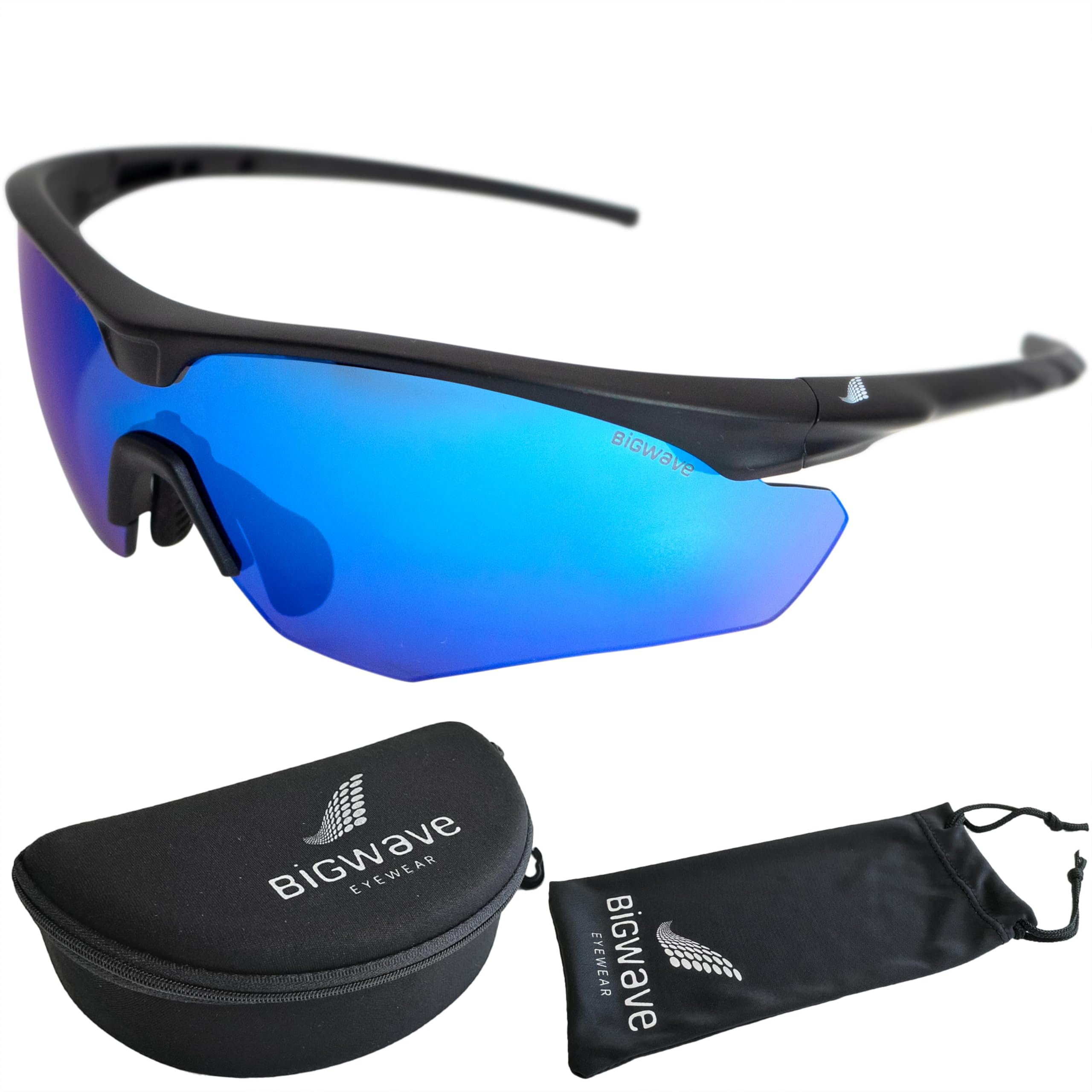 BIGWAVE Pro Active 908 Sportbrille – Fahrradbrille & Laufbrille mit bruchsicherem TR90 Grilamid Rahmen, UV400, Anti-Beschlag, 2 mm Sicherheitslinsen, Scheibenwechsel-System, 3 Jahre Ersatzteilgarantie