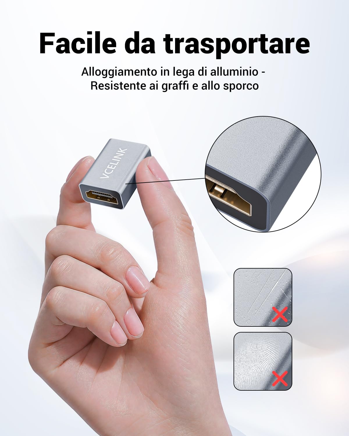 VCELINK Adattatore HDMI 2.1 Femmina-Femmina, Supporto 8K/4K 60Hz, Prolunga Cavo UHD
