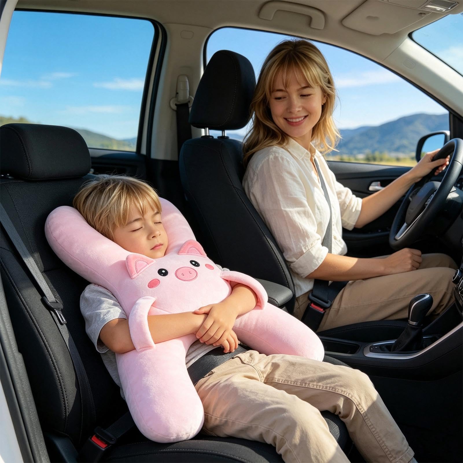 Generisch Cojín de viaje para niños, suave, ergonómico, forma de H, de