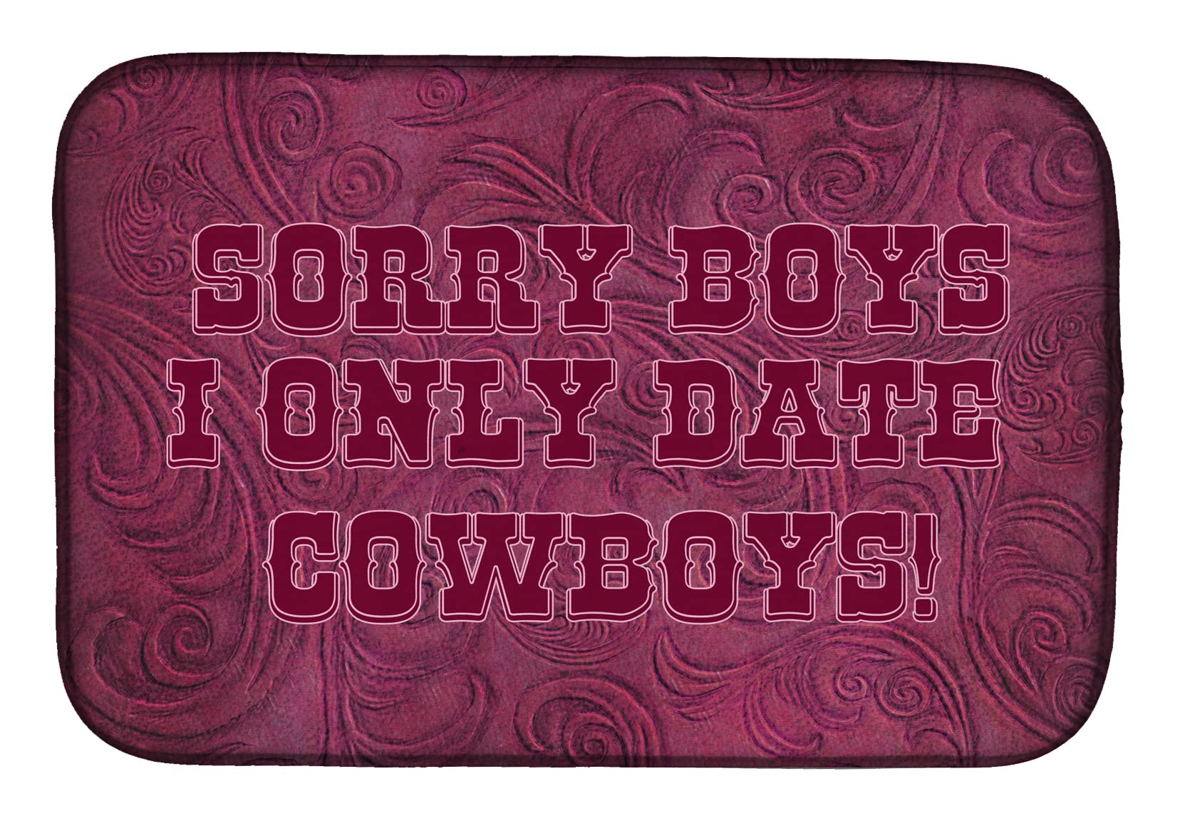 Tapis d'égouttoir rose imprimé cowboy pour égayer la cuisine au quotidien