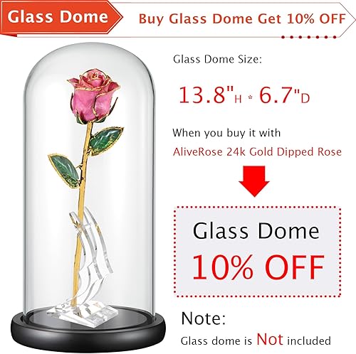 Miniatura 7 de AliveRose Regalos para el día de San Valentín para ella, rosa de oro de 24 quilates hecha de rosa real, diseño único chapado en oro rosa para