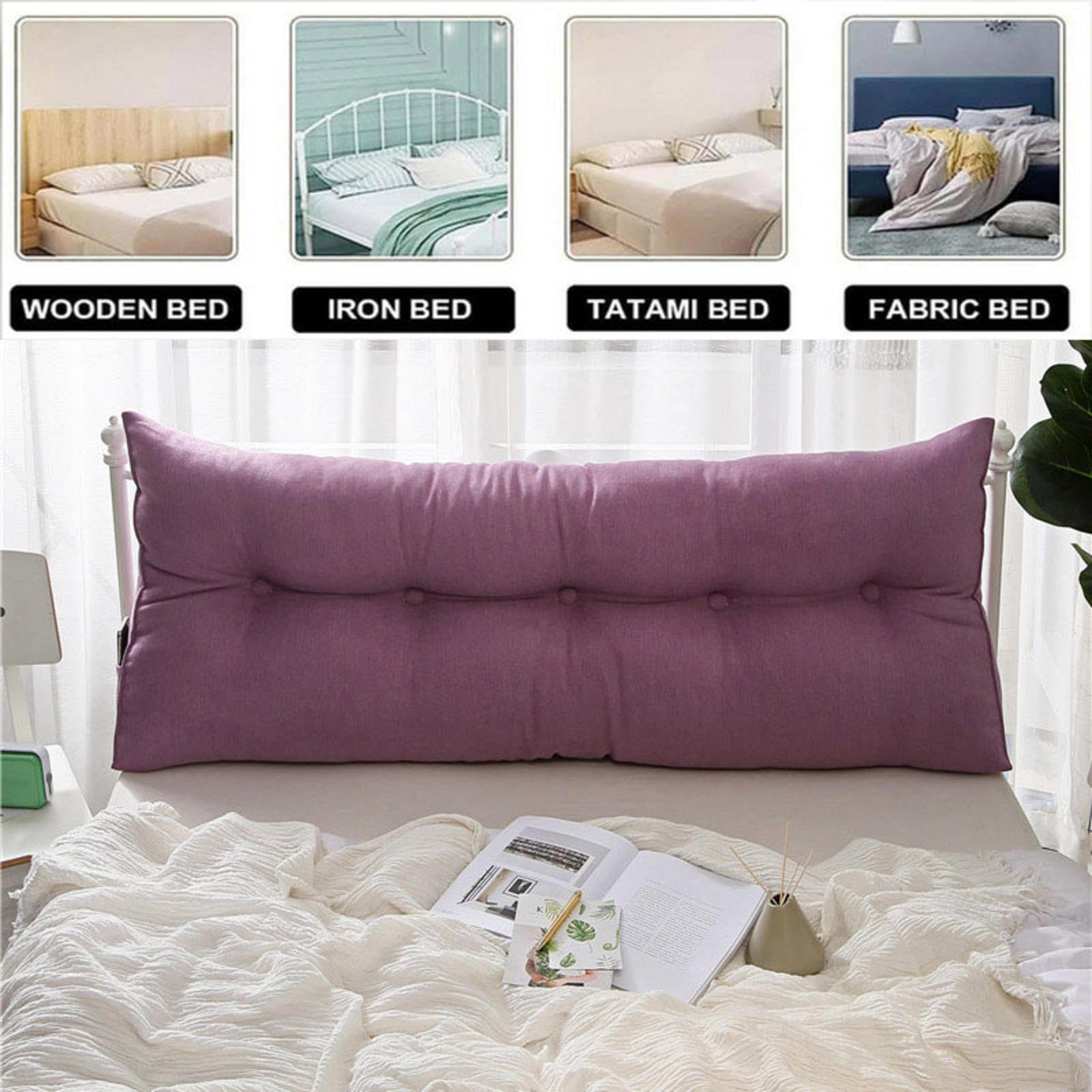 Cuscino ortopedico di supporto per la schiena per letto e divano, comodo cuscino da lettura con fodera rimovibile, cuscino ergonomico a cuneo per schienale, cuscino lungo per supporto lombare, 60 x 20