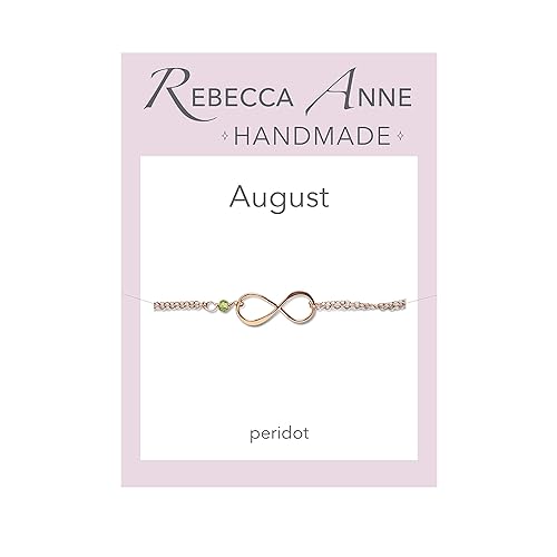 Miniatura 2 de Rose Gold Birthstone Infinity Charm Bracelet - Peridot, Gold Fill, Vermeil - Handmade August Birthday Gift for Her