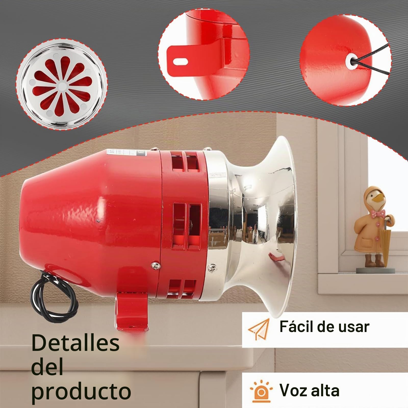 Sirena de 220 V, 40 W 120 dB Alarma Industrial Alarma Sonora Industrial Sirena de Emergencia para Exterior Seguridad de Fábricas Alarmas de Incendio y Zonas Ruidosas