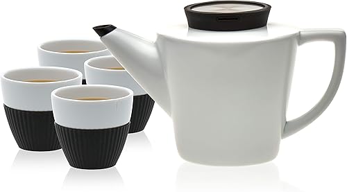 Miniatura 1 de VIVA Scandinavia Juego de tetera de infusión de porcelana con 4 tazas de té en cualquier momento
