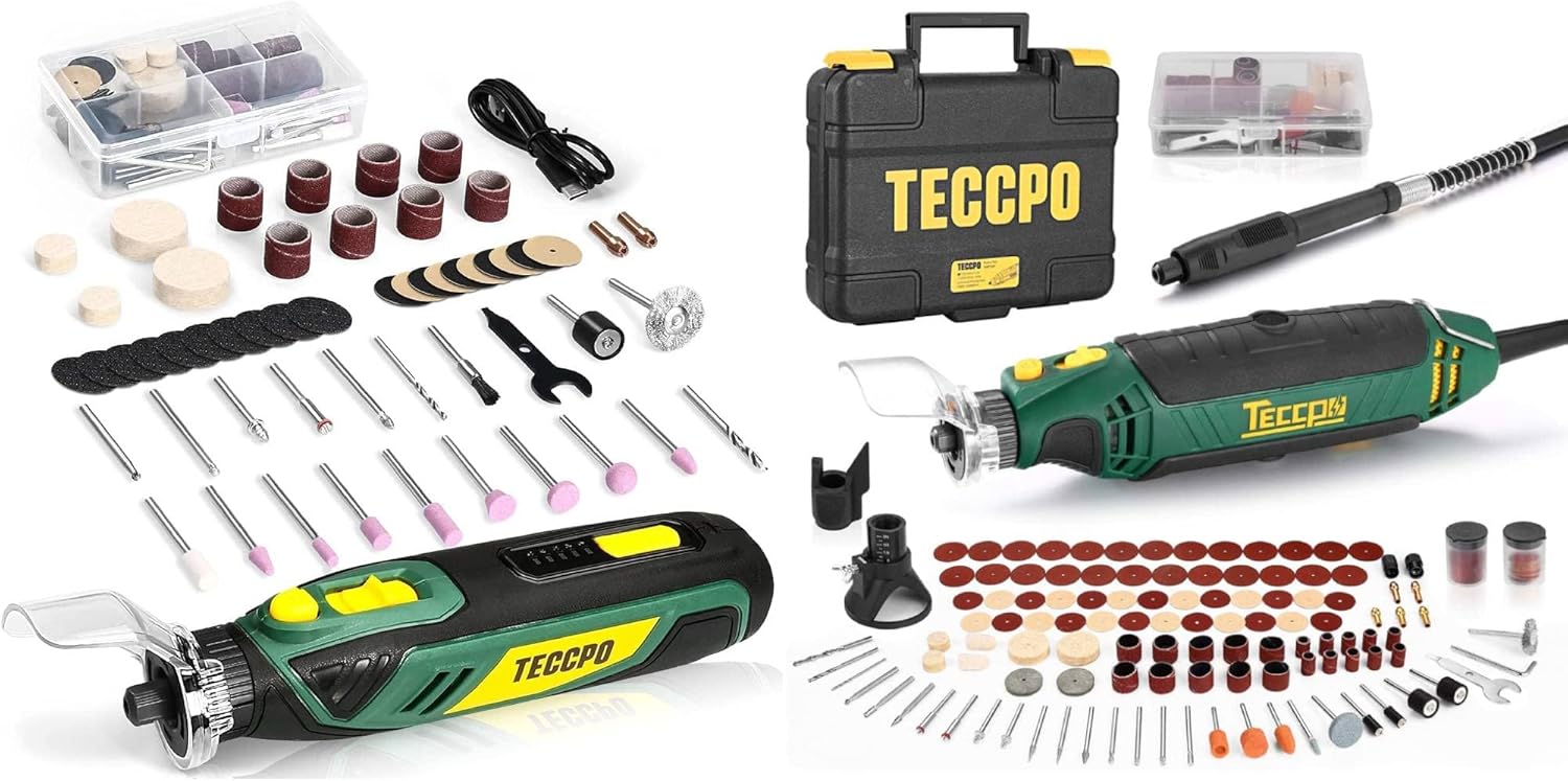 TECCPO Mini Cordless Rotary Tool Kit 4V(Green) + TECCPO Rotary Tool Kit