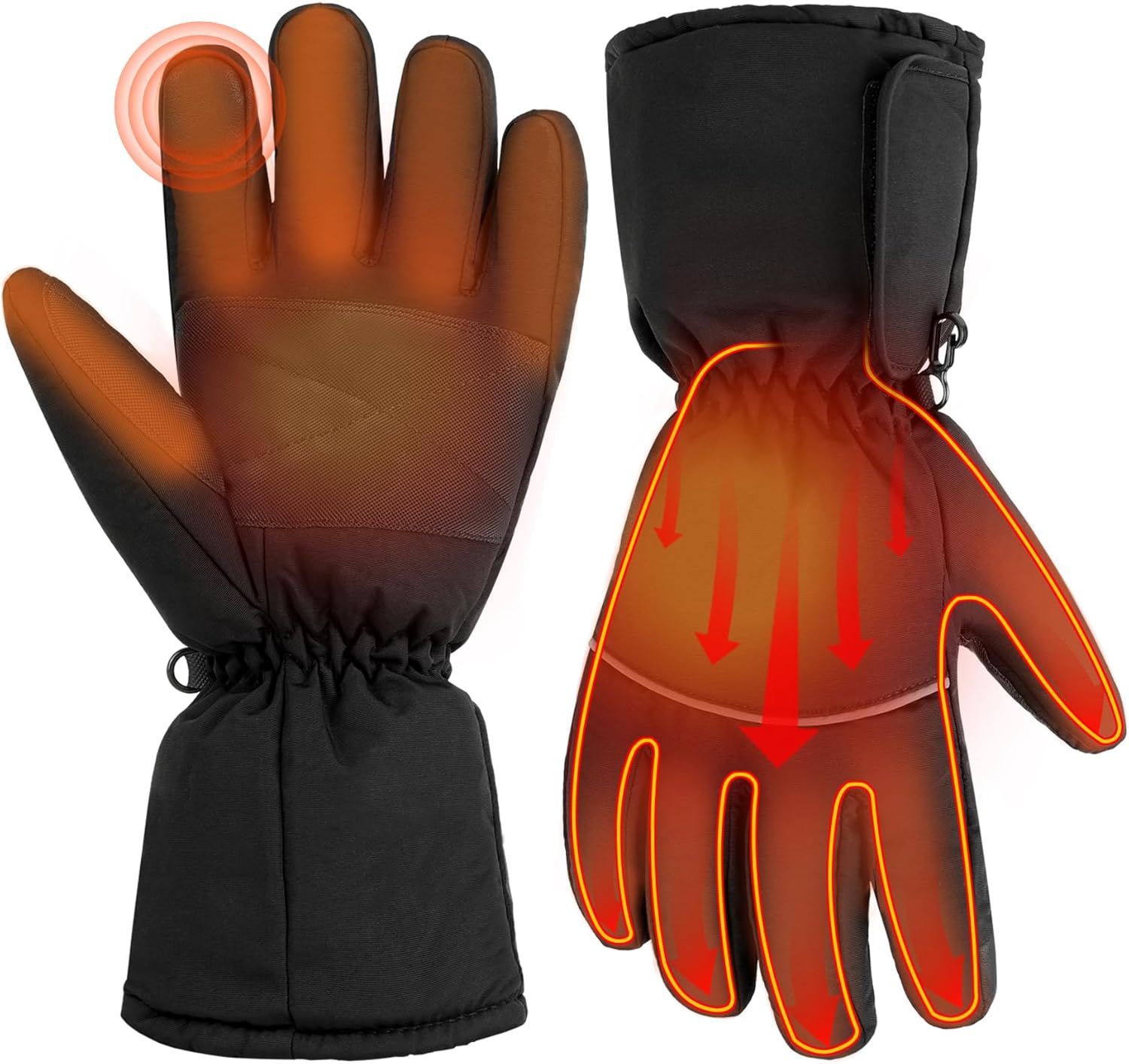 heated gloves for men women, touchscreen electric waterproof heating gloves for cycling camping motorcycle driving hiking skiing snowboarding outdoor winter sport