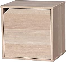 Iris Ohyama, Armadio in legno/risparmio di spazio/mensola in legno/unità di archiviazione/armadietto, Impilabile e flessibile, Ufficio, Casa - QR Box with Door - QR-34D - Marrone chiaro