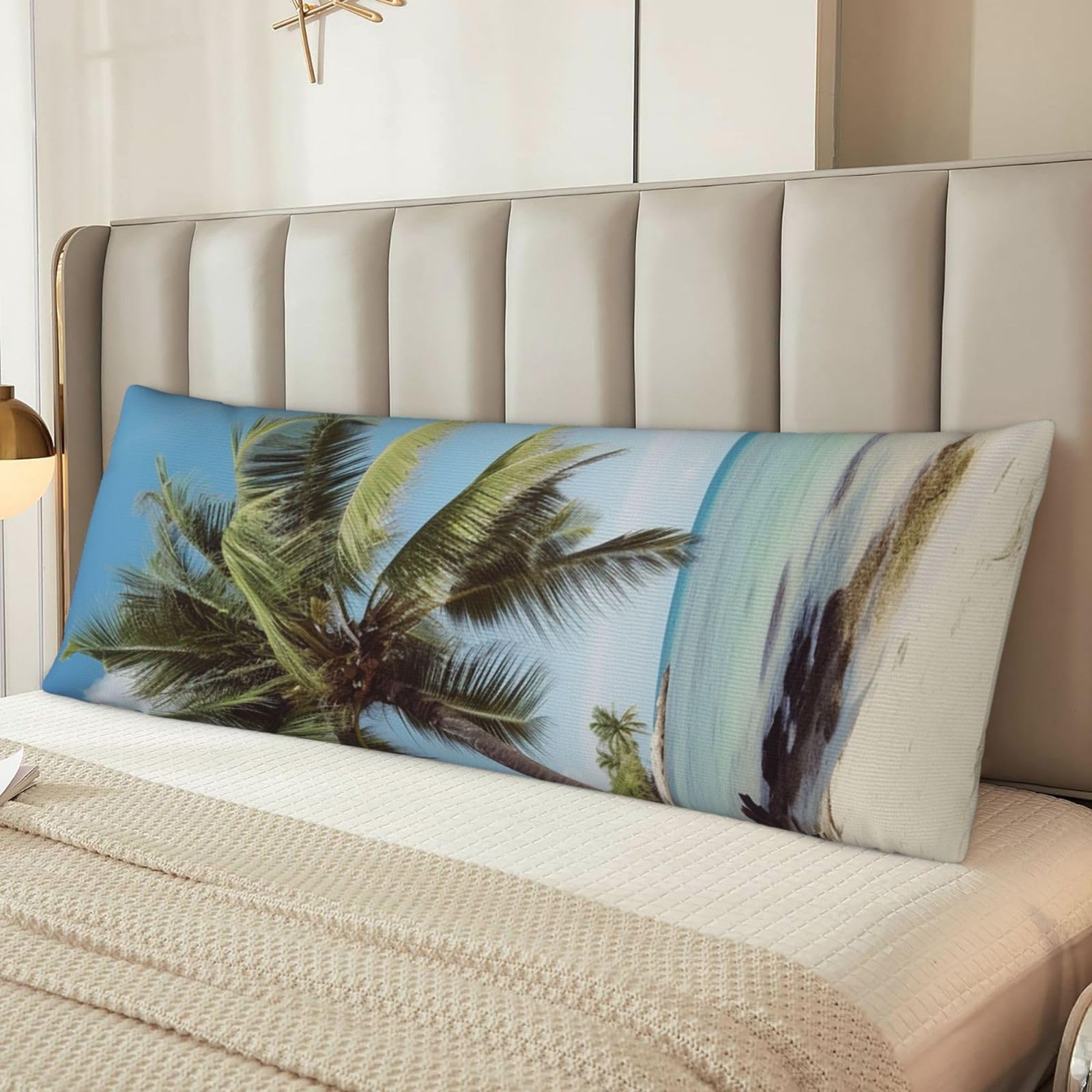Beach Palm Tree Body Pillow Case Cover, Microfiber Long Pillow Cases, Ultra Soft and Cozy Plush Body Pillowcase Decorative Long Bed Pillow Cover for Sleeping 20x54 Inches