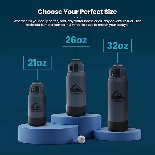 Miniatura 5 de Quiksilver Redondo - Botella de agua de acero inoxidable de doble pared de 26 onzas, botella deportiva reutilizable con tapa a prueba de fugas, base