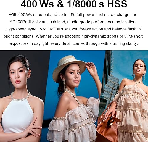 Vista 2 de GODOX AD400 Pro II AD400Pro II AD400ProII 2.4G TTL 1/8000 HSS 400Ws Flash para exteriores, Batería de 21.6V/2600mAh, Tiempo de reciclaje de 0.01~1s