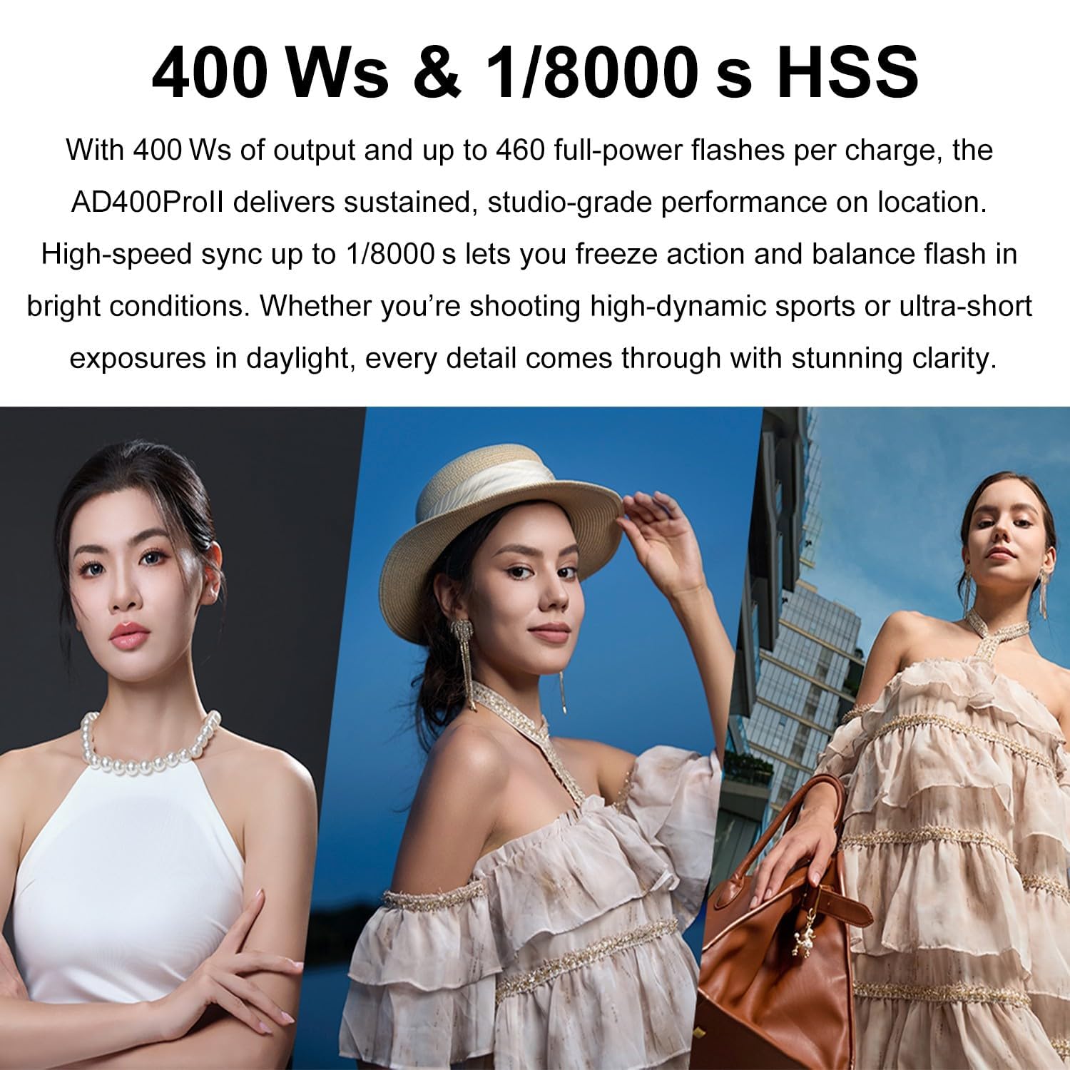 GODOX AD400 Pro II AD400Pro II AD400ProII 2.4G TTL 1/8000 HSS 400Ws Outdoor Flash,21.6V/2600mAh Battery,0.01~1s Recycle,460 Full Power Flashes,for Canon Sony Nikon Fuji Olympus Panasonic Etc Cameras