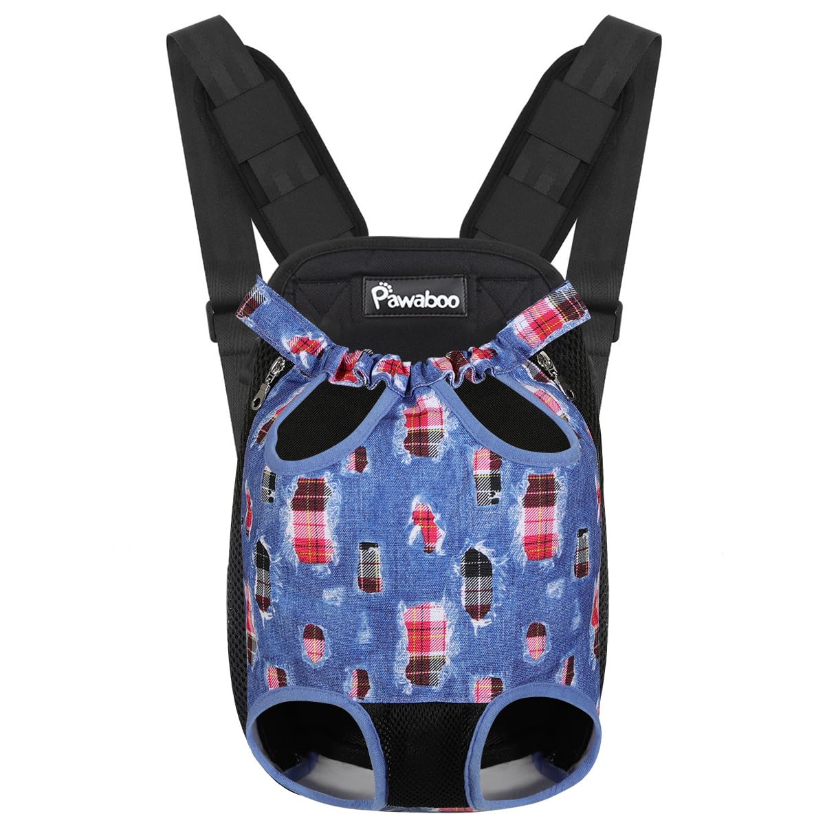 Pawaboo Haustier Rucksack Hund Tragetasche, Verstellbar Beinen heraus Rucksäcke Haustier Tragbar Reisetasche, Atmungsaktiv für Klein Mittler Hunde Katzen Welpen, L, Denim Blau