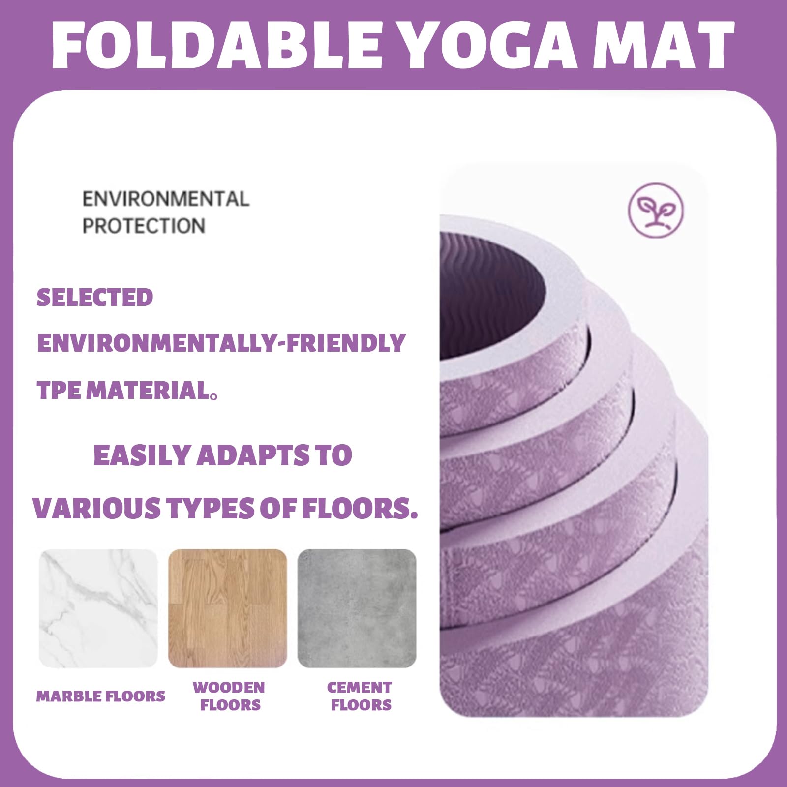 Good Nite Yogamat TPE Opvouwbare Draagbare Antislip Oefening Fitness Gym Pilates Sport Reismat voor Vrouwen Mannen 183 x 61 x 0,6 cm (Roze