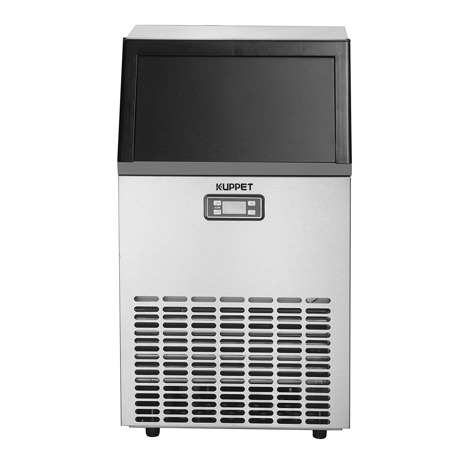 Stainless Steel Commercial Ice Maker-Under Counter/Freestanding Automatic Ice Machine for Restaurant Bar Cafe, Products 100lbs Daily-w/Scoop, Ice Basket, Timer & Auto Clean