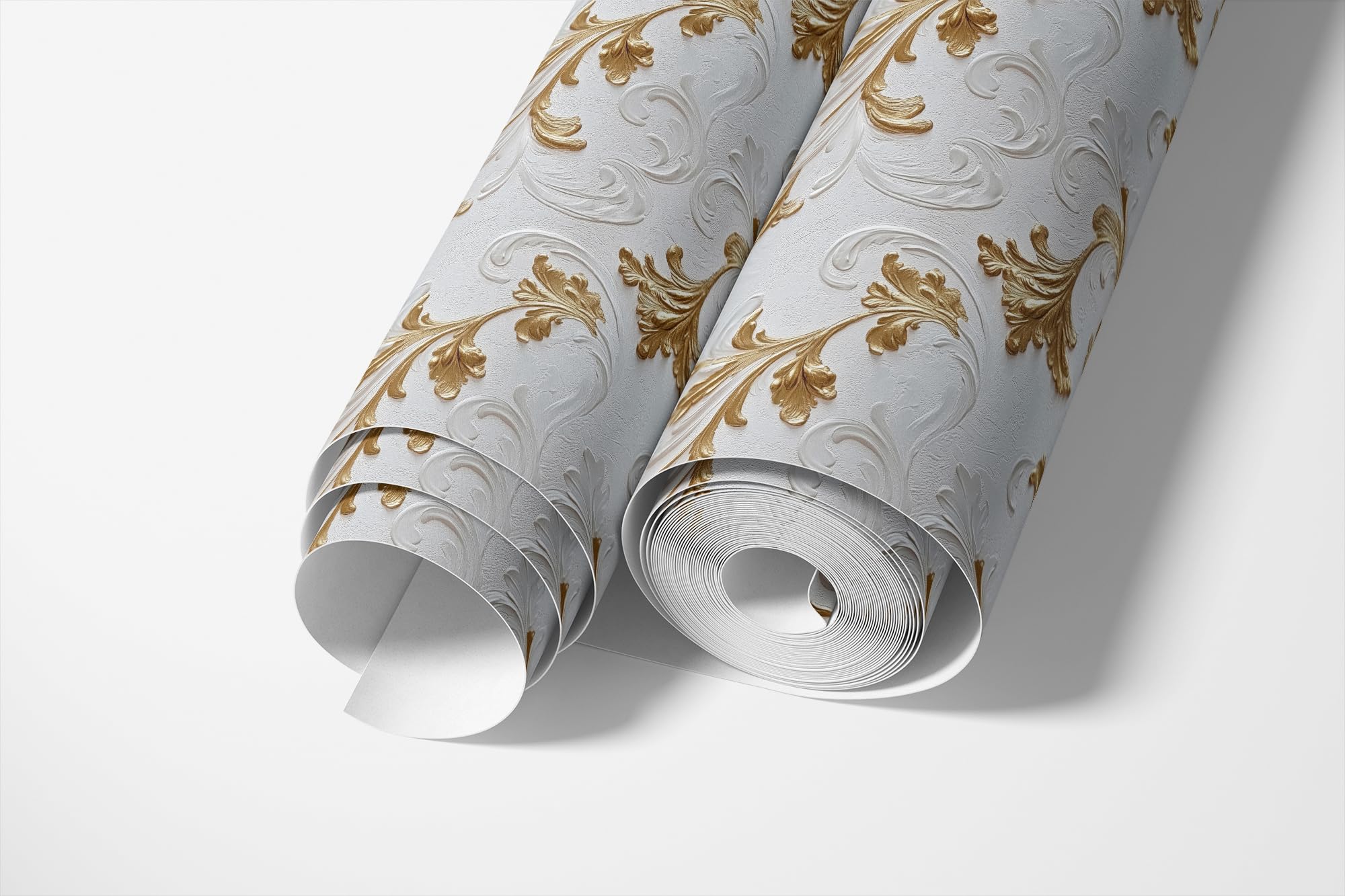 Tapeta flizelinowa premium barokowa biała ornament złoty elegancka