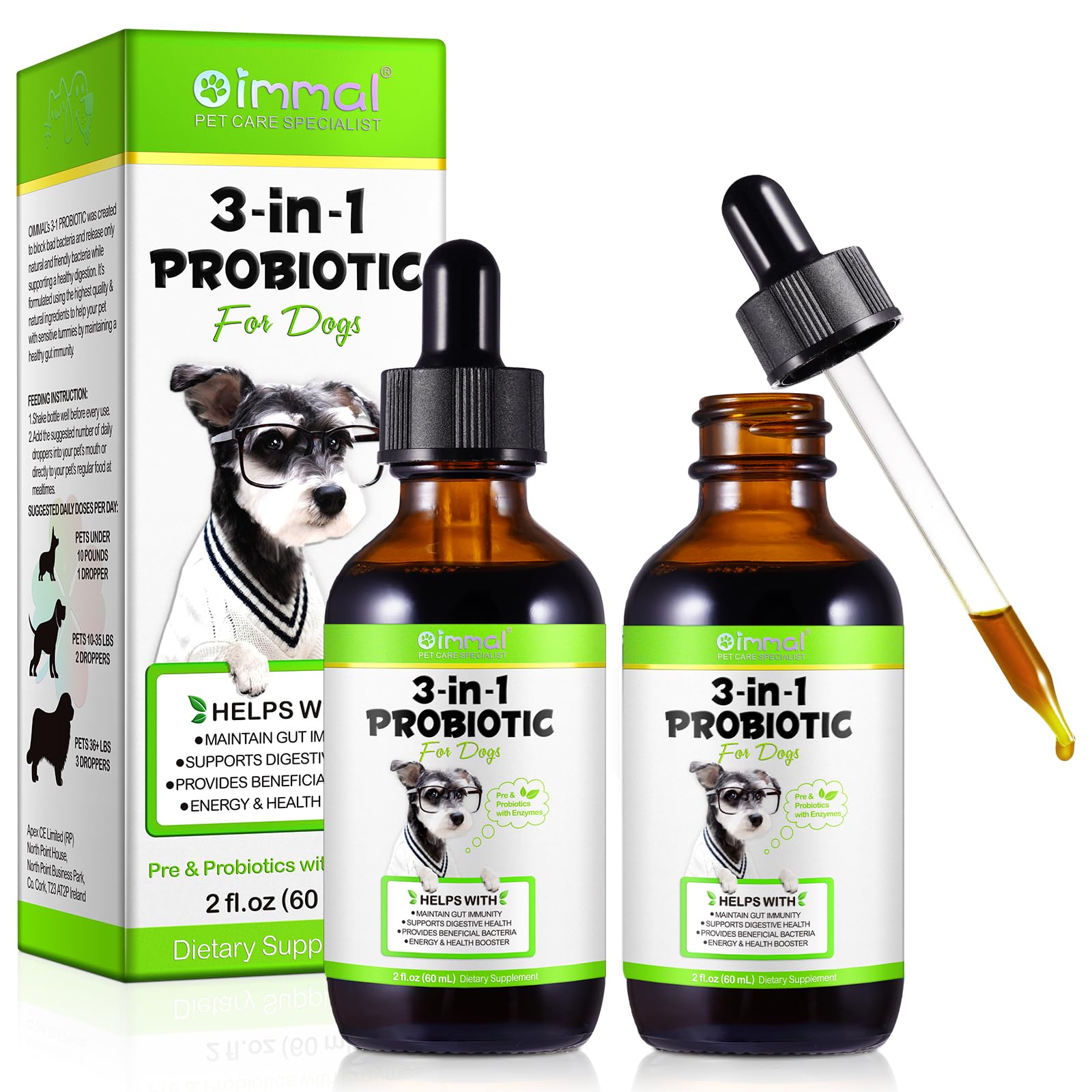 Probiotikum Für Hunde, 60Ml Probiotische Tropfen Für Hunde, Zur Unterstützung Der Darmgesundheit, Stärkung des Immunsystems, Linderung Von Magen-Darm-Beschwerden