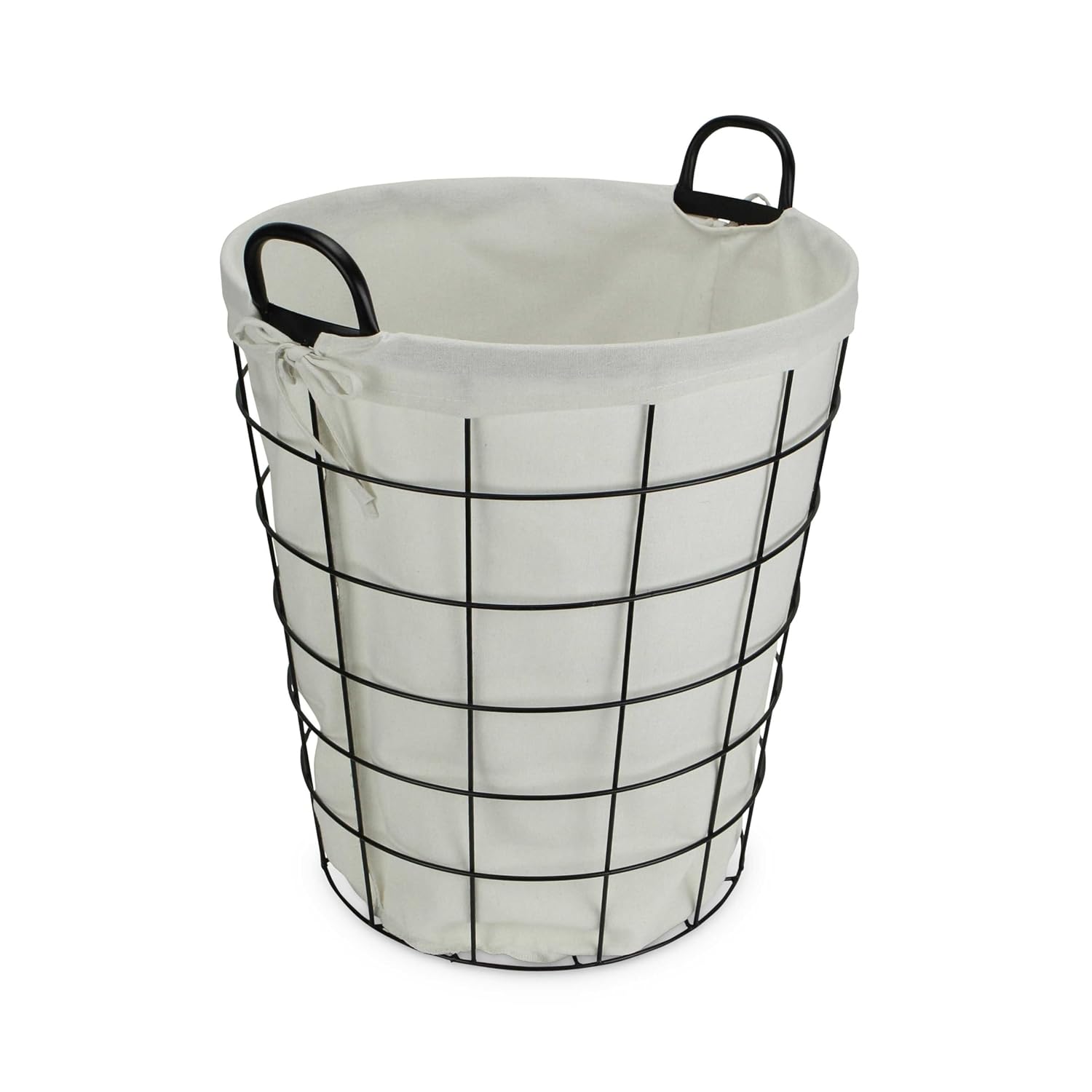 Esker 16" Diameter Metal Wire Basket with Fabric Liner - Ideal for Laundry, Storage, and Decorative Use - By Cheungs