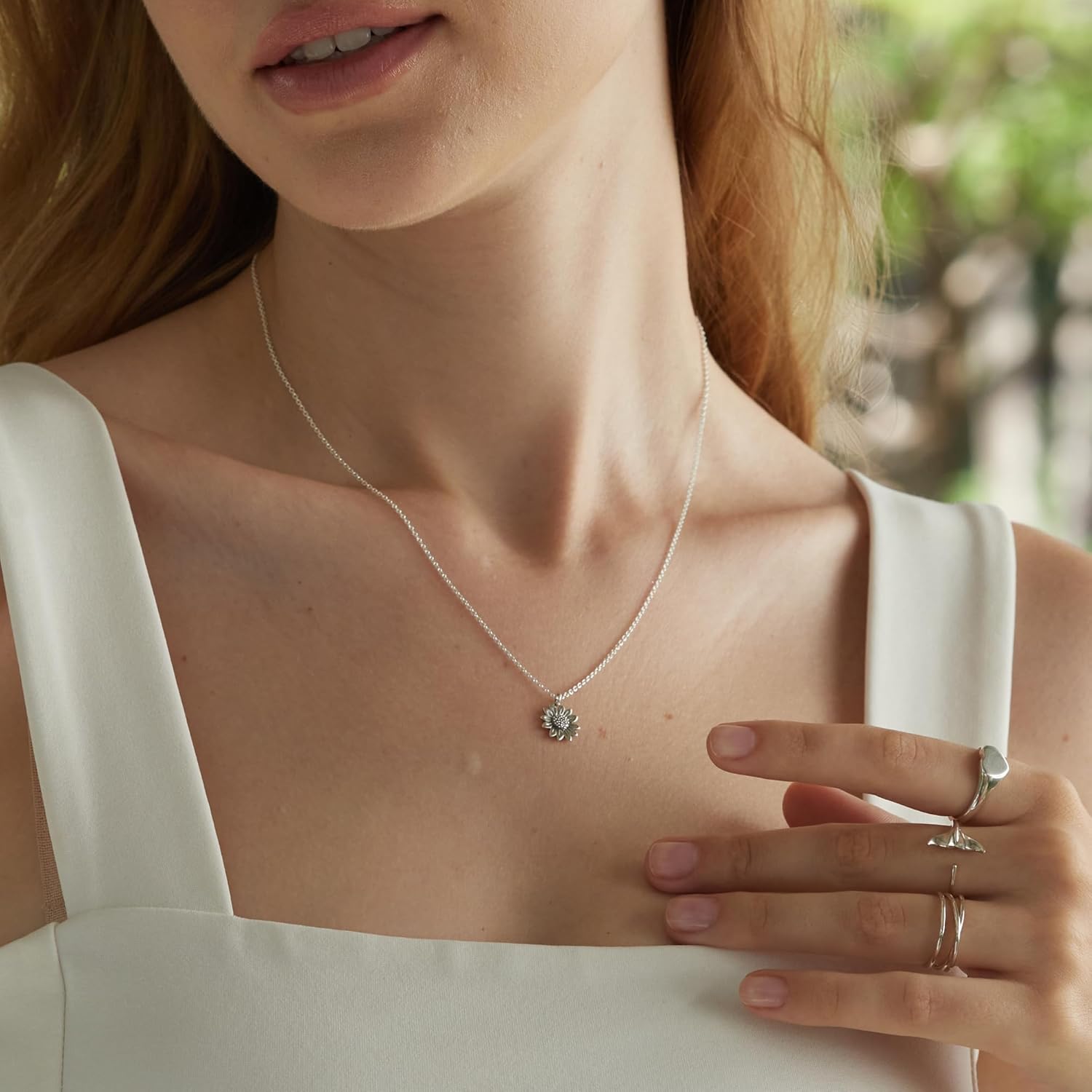 Boma Jewelry Sterling Silver Sunflower Pendant Necklace, 18 Inches - Image 2