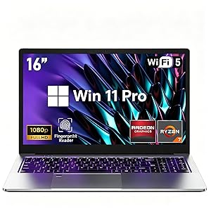 FUNYET 2026 Gaming Ordenador Portátil R7 5825U hasta 4,5 GHz Laptop 16 Pulgadas RAM 16 GB SSD 1 TB Teclado Retroiluminado Win11 Notebook, 4500 mAh, WiFi 6, HDMI, USB 3.2, BT 5.2, Huellas Digitales - Oferta en Informática