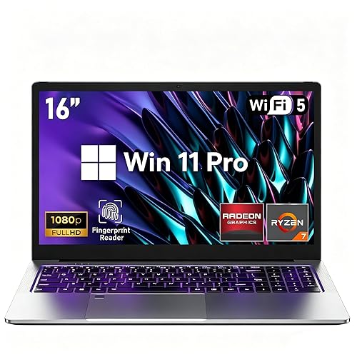 FUNYET 2026 Gaming Ordenador Portátil R7 5825U hasta 4,5 GHz Laptop 16 Pulgadas RAM 16 GB SSD 1 TB Teclado Retroiluminado Win11 Notebook, 4500 mAh, WiFi 6, HDMI, USB 3.2, BT 5.2, Huellas Digitales - Chollo en Informática