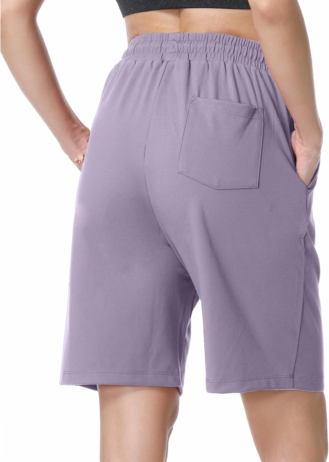 YOYOYOGA Women's Bermuda Shorts with Pockets High Waisted Knee Length Shorts 7" Long Shorts Athletic Walking Casual Workout - Image 2