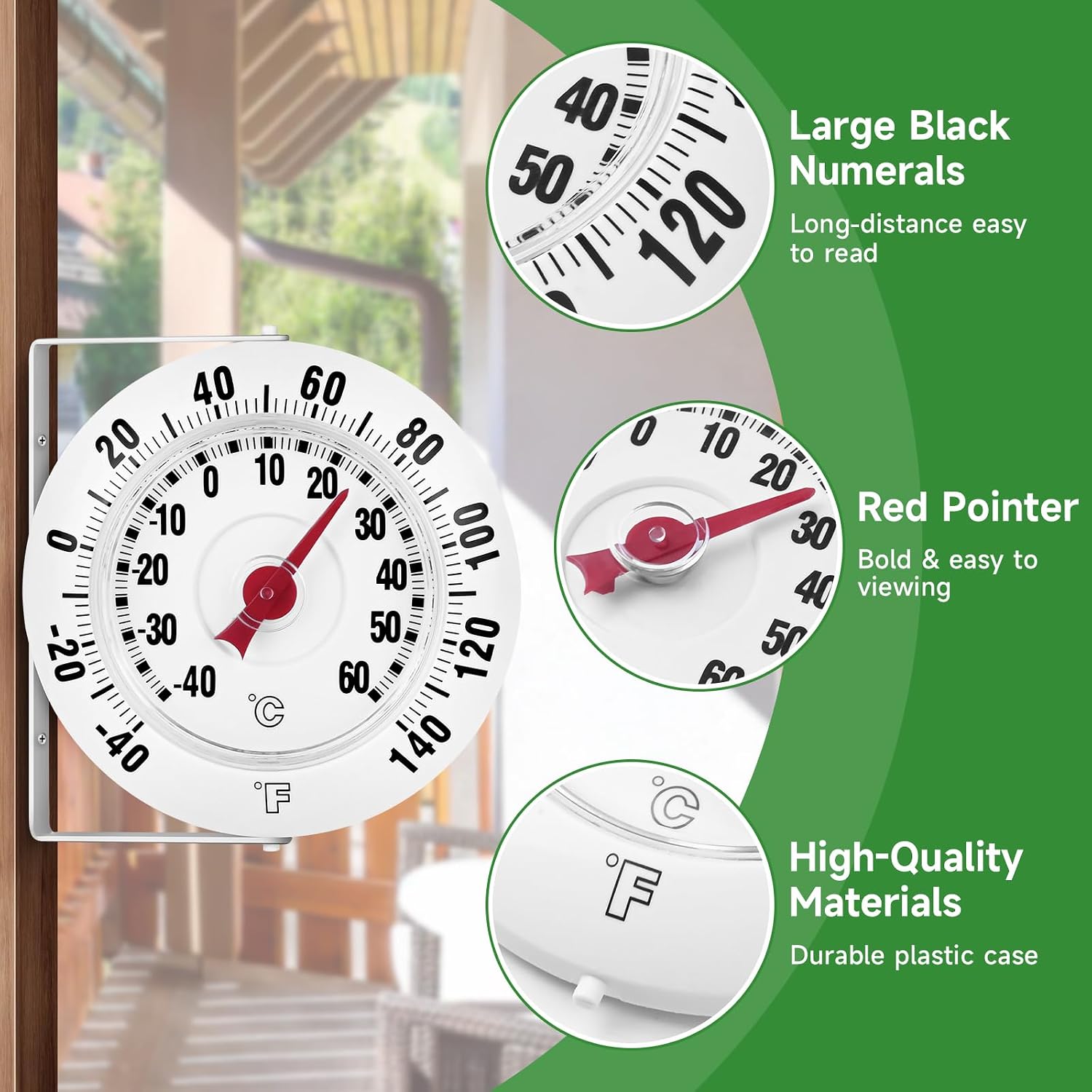 5.5" Outdoor Thermometer 360° Rotating Dial Garden Thermometers Wall Mount