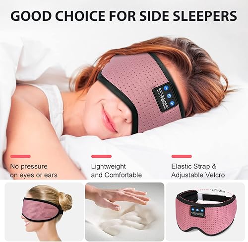 Miniatura 4 de TOPOINT Máscara de dormir con auriculares Bluetooth, máscara de ojos de seda transpirable para dormir hombres y mujeres, máscara de sueño Bluetooth