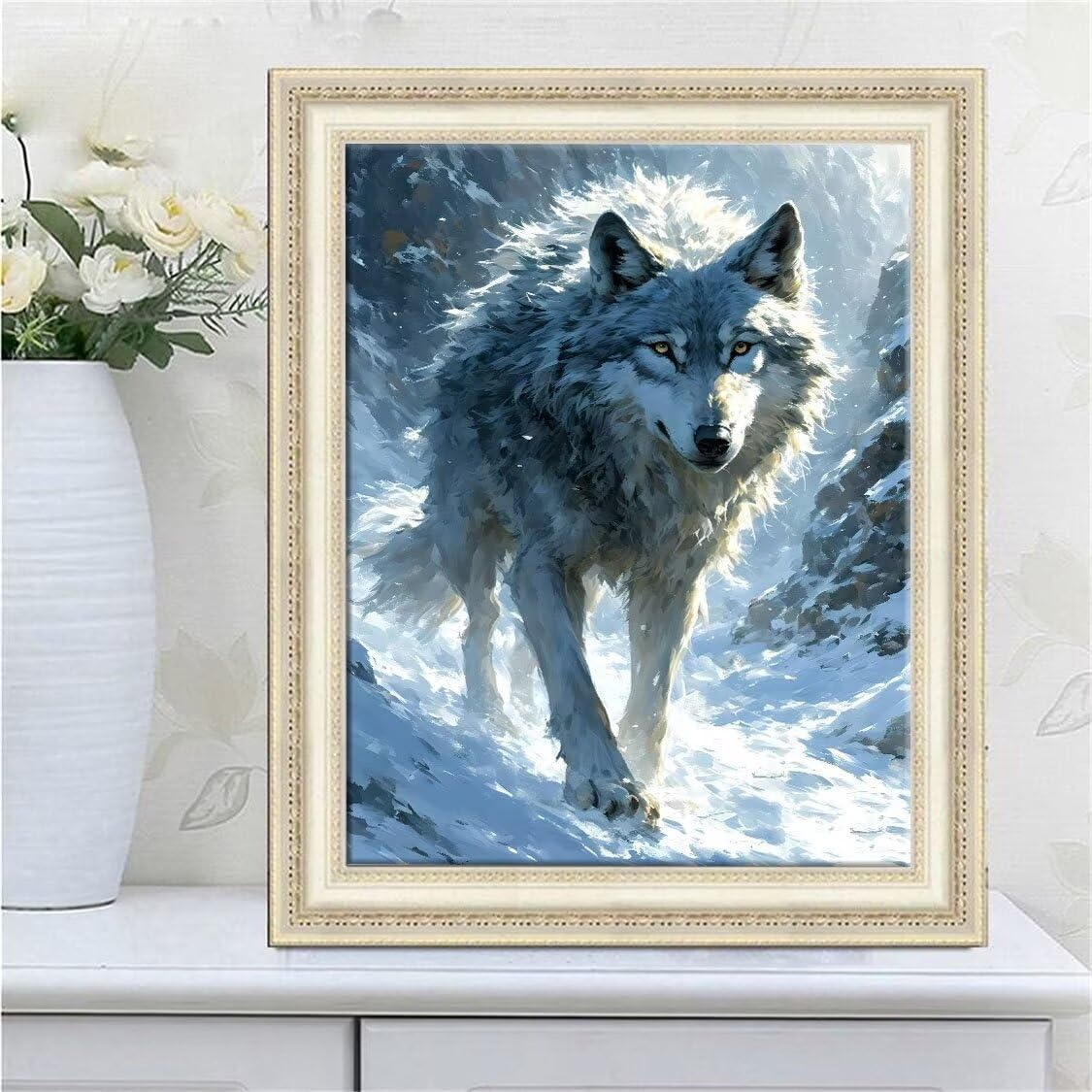 DIY Malarstwo diamentowe 5D, sztuka diamentowa, śnieżny wilk, zestawy dla dorosłych, sztuka ze strasu, haft, artykuły rzemieślnicze, dla dzieci i dorosłych, idealna dekoracja ścienna do domu,